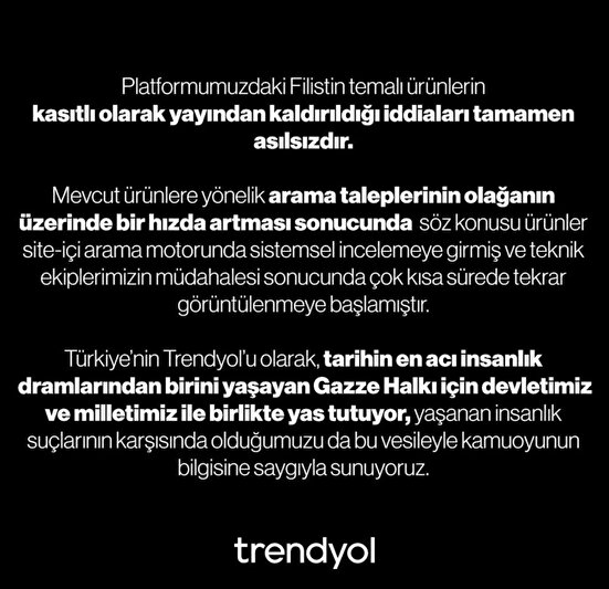 trendyol israil'i destekliyor mu