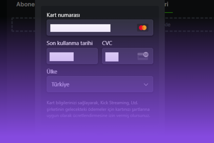 kick ödeme yöntemi eklenmiyor sorunu