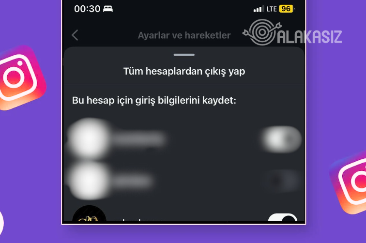 instagram tek hesaptan çıkış yapma