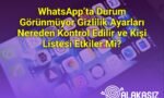 WhatsApp’ta Durum Görünmüyor Gizlilik Ayarları Nereden Kontrol Edilir ve Kişi Listesi Etkiler Mi?
